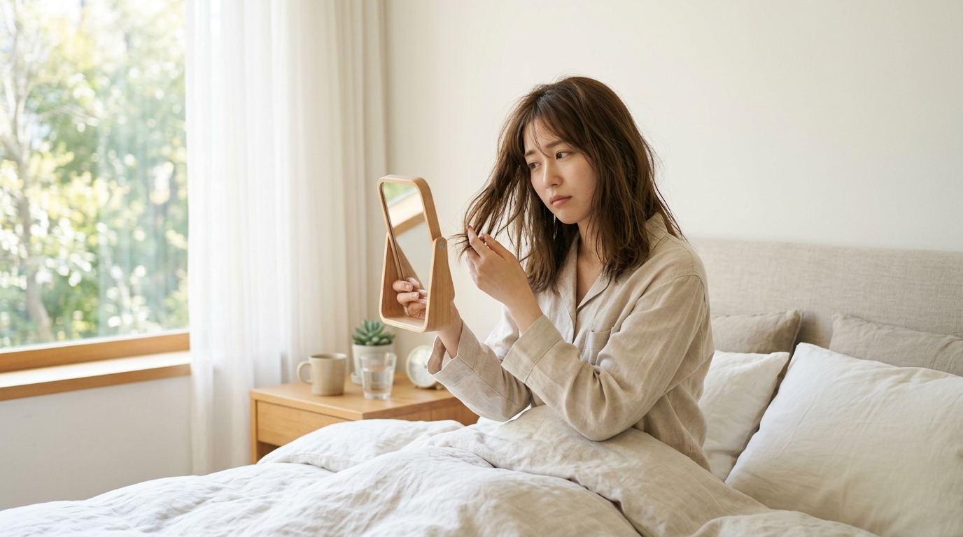 寝起きの髪がパサパサになる原因は？朝の対策と夜にできる予防法